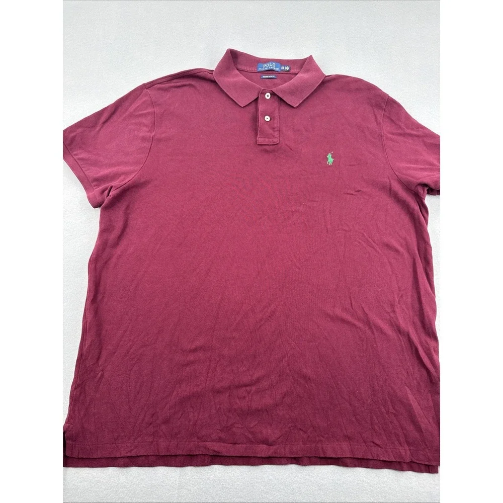 Polo Ralph Lauren Slim Fit Short Sleeve Pique Polo Mens XXL Maroon Red Preppy